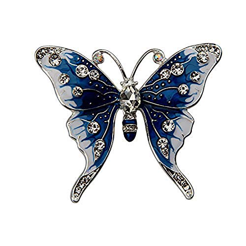 FEELMEM Crystal Rhinestone Butterfly Brooch Pin Blue Color Butterfly Brooches for For Women Girls Wedding/Banquet/Birthday Party (red)