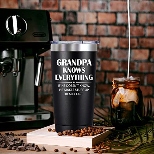 SpenMeta Grandpa Gifts - Gift for Grandfather from Grandchildren - Grandpa Knows Everything - Birthday, Christmas, Fathers Day Presents for Granddad, Papa, 20oz Grandpa Tumbler