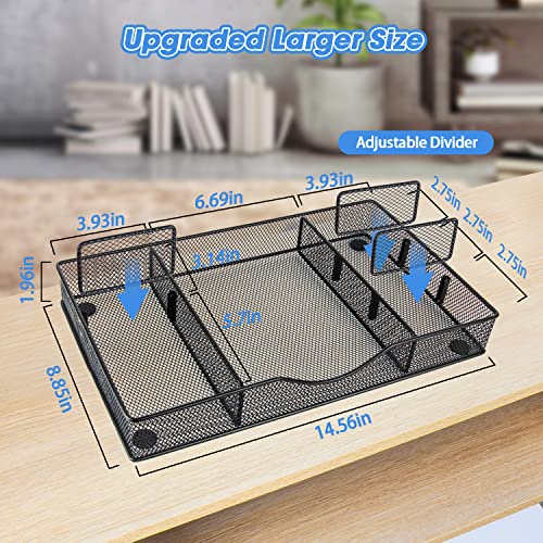 Drawer Organizer, Desk Drawer Organizer Tray with 6 Compartments - 14.5" L x 8.8" W x 1.9" H for Metal Mesh Drawer Organizers Desktop, Bathroom, Kitchen, Makeup, Vanity