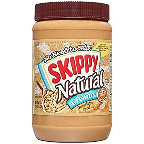 SKIPPY Natural Creamy Peanut Butter, 7 g Protein Per Serving, 40 Ounce (8 Pack)