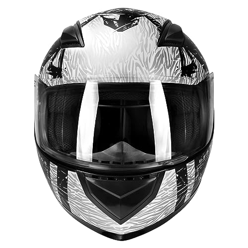 JAGASOL DOT Lightweight Full Face Motorcycle Street Bike Helmets with Extra Tinted Visor for Adults Men and Women, DOT Approved(Graphic,S)