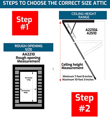 Louisville Ladder AA2210 Elite Aluminum Attic Ladder, 375 Pound Load Capacity, 22-1/2 x 54"