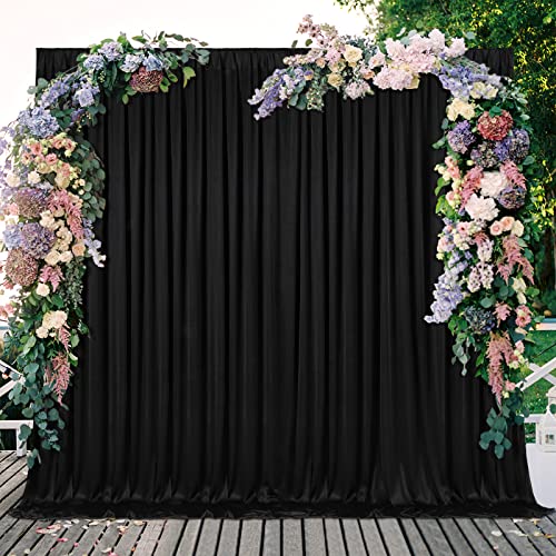 10x10FT Black Backdrop Curtain for Parties Black Curtains Backdrop Drapes for Birthday Halloween Party Photo Photography Background Decor