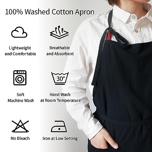 Uteynee 2 Pack 100% Cotton Aprons for Women with Pockets Kitchen Garden Cooking (10 Colors)