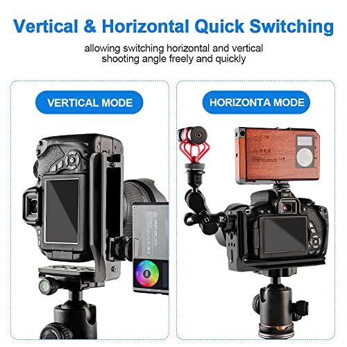 (Real Single One) DSLR Camera L Bracket Quick Release Plate Vertical Horizontal Switching Tripod Compatible with Canon Nikon Sony DJI Ronin Zhiyun Stabilizer Tripod Monopod Can't fit Manfrotto
