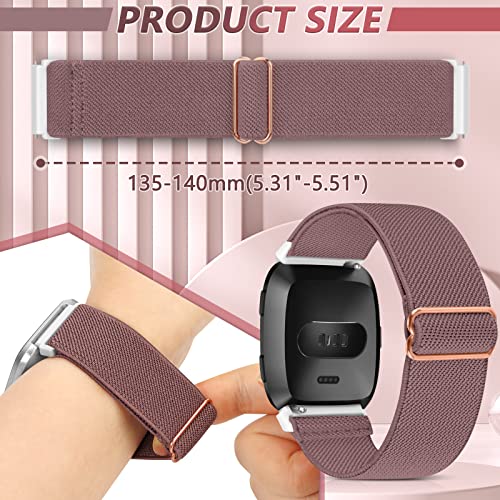 ShuYo 4 Pack Elastic Nylon Bands Compatible with Fitbit Versa & Versa Lite & Versa 2 & Versa SE for Women Men, Adjustable Soft Stretchy Breathable Replacement Straps for Fitbit Versa Smartwatch