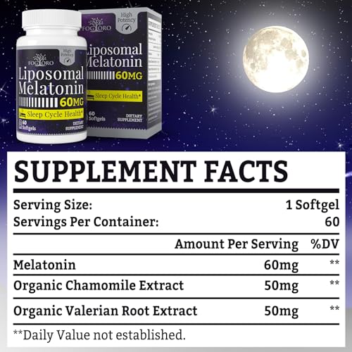 Melatonin 60mg-Fall Asleep Faster, Stay Asleep Longer,High Dose