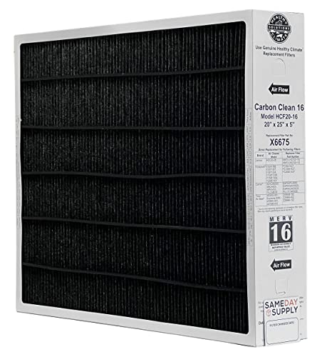 Lennox Healthy Climate Lennox X6675 20x25x5 Healthy Climate Carbon-Clean MERV 16 Filter Bundle with Same Day Supply Filter Change Reminder Magnet (1-Pack)