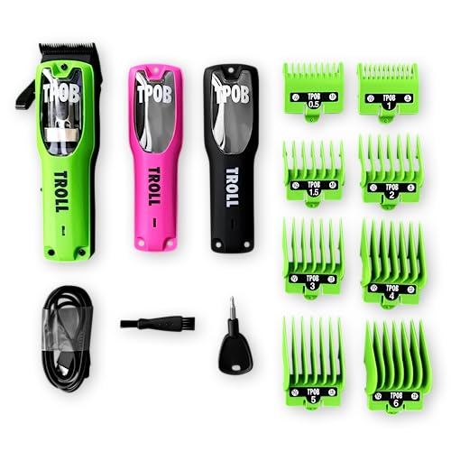 TPOB Troll Professional Barber Clipper 6800 RPM Super Torque Motor with DLC Taper Blade (3 Color Covers)