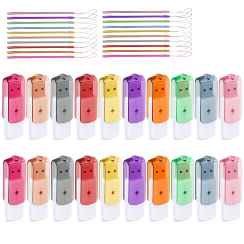 AGECASH 128GB Flash Drive USB 2.0 Thumb Drives 5 Pack with Landyard, Swivel ABS Plastic USB Key Memory Sticks Pendrive Zip Drive USB Drive 128GB USB Jump Drive, U Disk for Back to School & Office