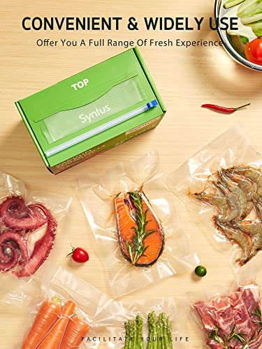 Syntus 6" x 100' Food Vacuum Seal Roll Keeper with Cutter Dispenser, Commercial Grade Vacuum Sealer Bag Rolls, BPA Free Food Vac Bags, Ideal for Storage, Meal Prep and Sous Vide