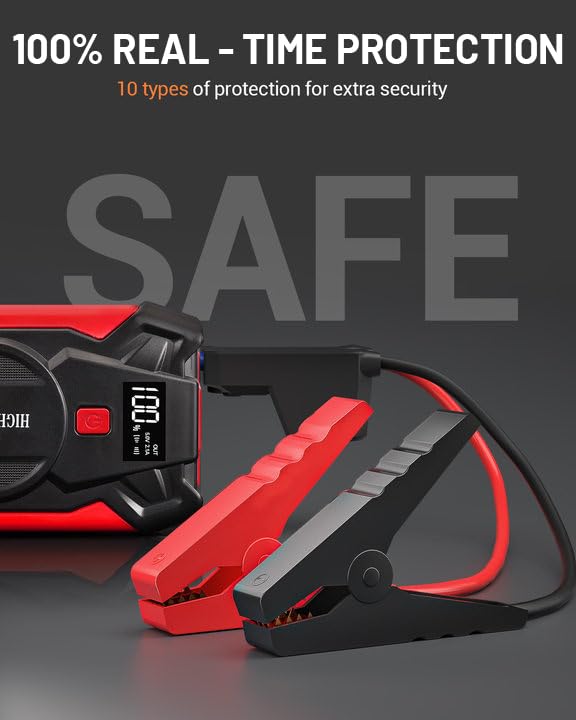 Car Jump Starter, 3000A Portable Car Battery Charger for Up to 8.5L Gas & 8.0L Diesel Engines, 12V Car Jump Box with 4 Modes Flashlight, Power Bank Function, Smart Jumper Cables