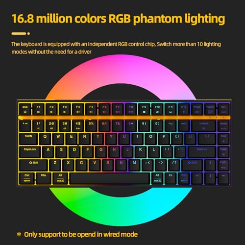 IROK ZN84 RGB TKL 80% 84 Keys Wireless BT5.0/2.4G/USB-C Hot Swappable Mechanical Keyboard Customizable Backlit Gaming Keyboard-BlackYellow/Brown Switch