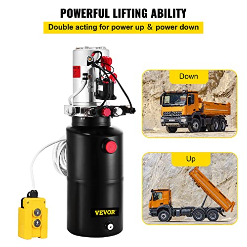 Mophorn 4 Quart Hydraulic Pump for Dump Trailer Hydraulic Power Unit 12V Hydraulic Pump Single Acting Dump Truck Hydraulic Pump(Plastic, 4 Quart/Single Acting)