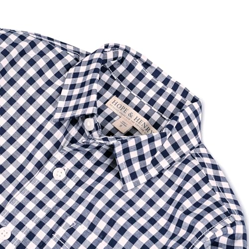 Hope & Henry Boys Boys' Organic Long Sleeve Seersucker Button Down Shirt, X-Large, Classic Blue Gingham