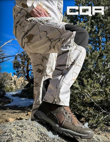 CQR Men's Winter Waterproof Tactical Pants, Softshell Fleece Lined Snow Ski Cargo Pants, Thermal Outdoor Hiking Work Pants, Cargo Black, Large