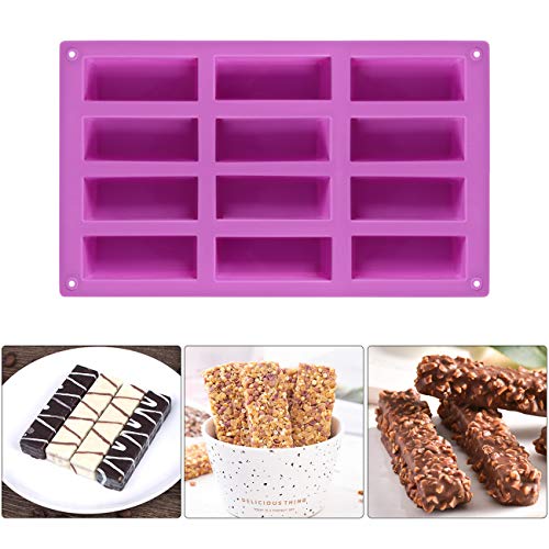 Palksky (2 Pack 12 Cavity Medium Narrow Silicone Rectangle Molds/Molds/Protein Bars mold/Energy Bars Maker for Caramel Bread Loaf Muffin Brownie Cornbread Cheesecake Pudding Soap Butter Mould