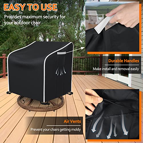 STARTWO Patio Chair Covers 2 Pack Outdoor Furniture Covers Waterproof Fit for 29"W x 30"D x 36"H, Lounge Deep Seat Cover, Heavy Duty Chair Covers for Lawn Furnitures, Black