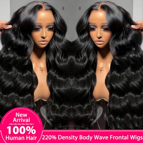 220 Density 13x6 Ombre Lace Front Wig Human Hair 1B/27 Balayage Highlight Body Wave Lace Front Wigs Human Hair Colored Ombre Brown Wig Human Hair Glueless HD Lace Frontal Wigs Human Hair 20 Inch