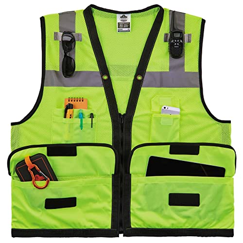 Ergodyne unisex adult Heavy-duty Class 2 Heavy Duty Mesh Surveyors Vest, Lime, Small-Medium US