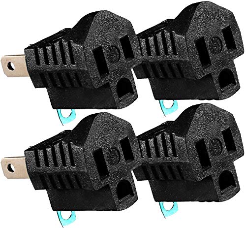 Maximm 2 Prong to 3 Prong Outlet Adapter, Polarized Grounding Converter ETL Two Prong to Three prongs Outlets 4 Pack Black ETL Listed