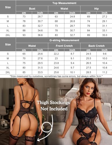 Avidlove Green Lingerie for Women Lace Teddy Bodysuit Garter Chemise (Green, Medium)