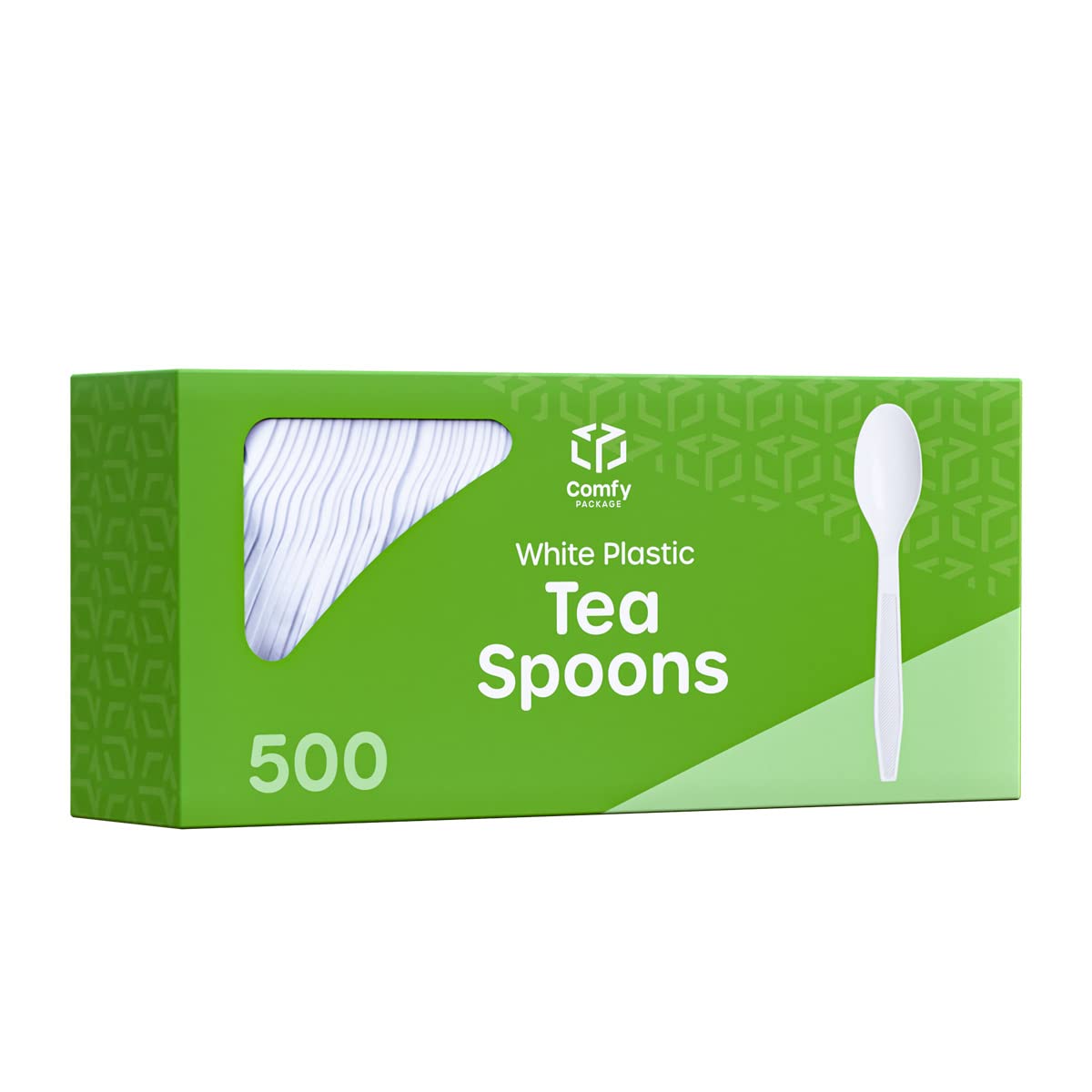 Comfy Package [500 Count] Heavy Duty White Plastic Tea Spoons, Extra Heavyweight Disposable Tea Spoons Perfect for Restaurants, Parties, and Dinner