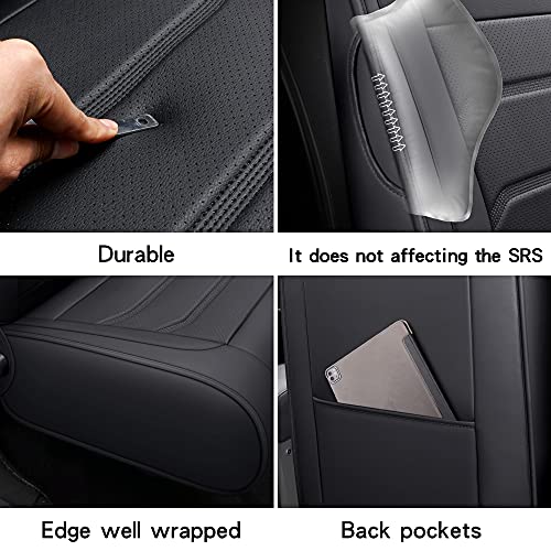 NS YOLO Full Coverage Car Seat Covers Universal Fit for Cars SUVs Pick-up Trucks with Waterproof Leatherette in Automotive Vehicle Interior Accessories (Beige, Front Pair(2 pcs))