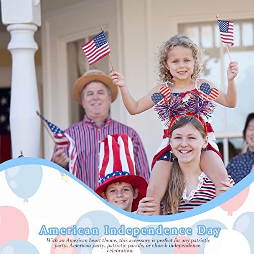 HIFANMM 4th of July Headband Independence Day Hair Accessories Patriotic Party Hair Supplies American Flag Love Heart Design Blue Red Ribbon Hair Decoration Cute Hair Hoop for Women Girls Kids 1 Pcs