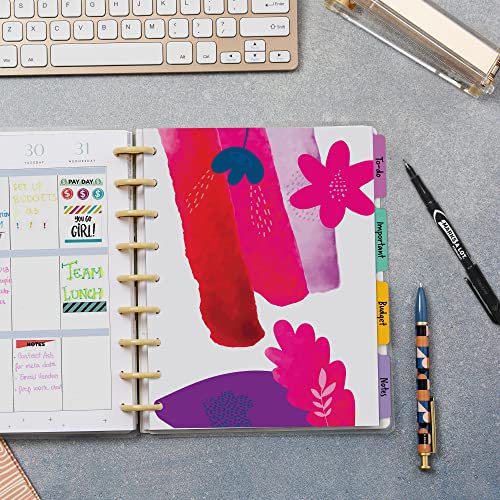 Avery Planner Dividers for Happy Planner 9-disc Classic Size Planners, 4-Tab Set, Abstract Florals Watercolor Design, 1 Set (25493)