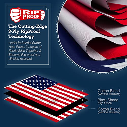 Anley Rip-Proof Double Sided 3-Ply American USA Flag 3x5 Foot - Vivid Color, Canvas Header and Wrinkle Resistant - The Strongest, Longest Lasting USA Flags 3 X 5 Ft