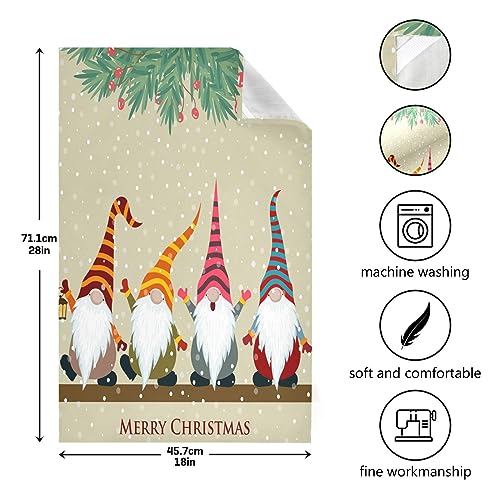 senya Christmas Card with Gnomes Kitchen Towels 4 Pack, Absorbent Hand Towels Fast Drying Dish Cloths Tea Towel 28 x 18 in