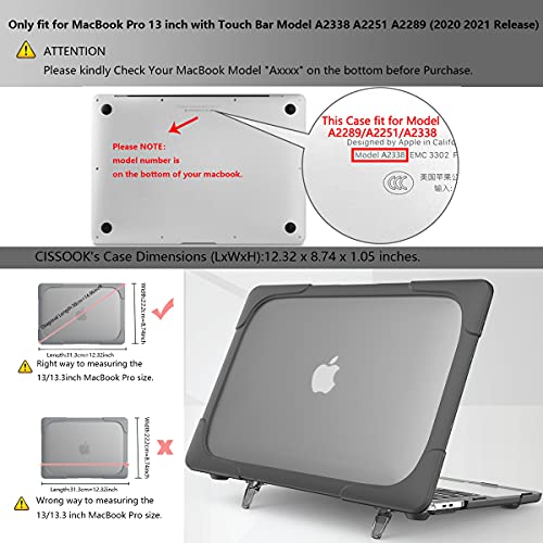 CISSOOK Heavy Duty Case for MacBook Pro 13 Inch Case 2023 2022 2021 2020 Release Model A2338 M2 M1 A2289 A2251, Shockproof Dual Layer Cover + Keyboard Cover for MacBook Pro 13” with Touch Bar - Khaki