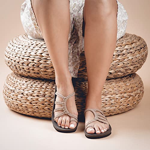 Plaka Relief Flip Flops for Women with Arch Support | Comfy Sandals for Women | Perfect for the Beach, Long Walks or Poolside | Reduces Heel & Back Pain | Brazilian Sand | Size 6