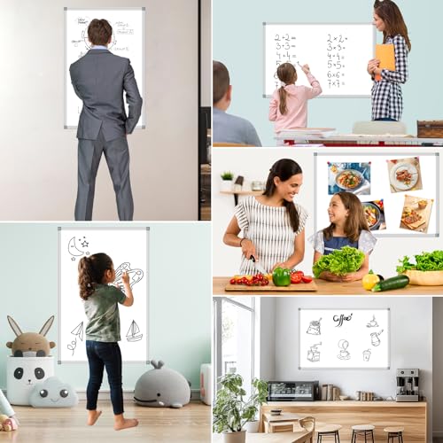 15 * 11 Board for Wall Magnetic White Board Dry Erase Whiteboard Small Aluminum Presentation Double Sided Hanging Whiteboards with 4 Hooks, 12 Magnets, 3 Markers & 1 Eraser for Home, School, Office