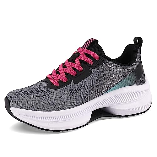 QUINMOK Womens Road Running Sneaker Non-Slip Jogging Fitness Athletic Tennis Trail Lightweight Workout Soft Breathable Deodorant Exercise Rubber Training Shoes