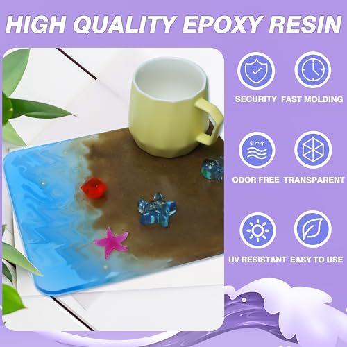 0.5 Gallon Crystal Clear Epoxy Resin, Resin Epoxy Table Top, No Yellowing & No Bubbles, Self Leveling 1:1 Mix for DIY Jewelry, Art Casting Resin Epoxy Kit