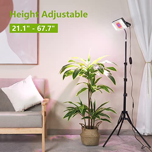 LBW Stand Grow Lights for Indoor Plants, Full Spectrum 96 LEDs Plant Grow Light, Upgraded Floor Grow Lamp with Adjustable Tripod Stand 21-68in, On/Off Switch,Ideal for Tall Large Houseplant Growing