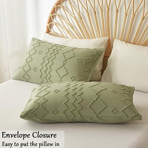 Senville White Duvet Cover Queen Size-Tufted Queen Duvet Cover Set,100% Microfiber Boho Duvet Cover,3PCS Soft and Breathable Textured Shabby Chic Bedding Set with Zipper Closure(White,Queen)