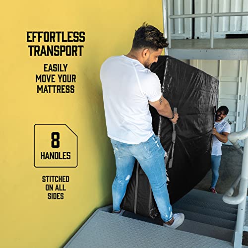 Mattress Bags for Moving with 8 Handles - Full Size - Extra-Thick Mattress Bag for Moving - Reusable Mattress Storage Bag - Mattress Cover for Moving with Zipper, Moving Mattress Bag Protector