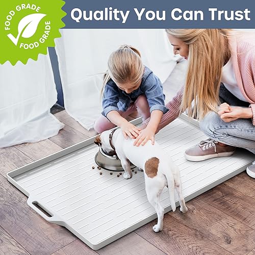 Large Dog Bowl Mat Pet Feeding Mat for Floor Waterproof with Edges, Silicone Placemats for Cat and Dog Water Bowl, Nonslip Pet Food Mat, Tray for Dog Bowls