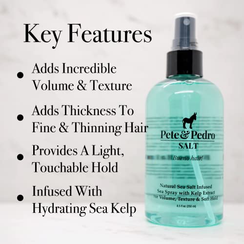 Pete & Pedro SALT - Natural Sea Salt Spray for Hair Men & Women, Adds Instant Volume, Texture, Thickness, & Light Hold | Texturizing & Thickening | As Seen on Shark Tank, 2.0 oz.