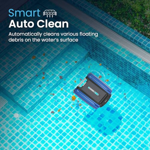 Betta SE Solar Powered Automatic Robotic Pool Skimmer Cleaner with 30-Hour Continuous Cleaning Battery Power and Re-Engineered Twin Salt Chlorine Tolerant Motors (Blue)