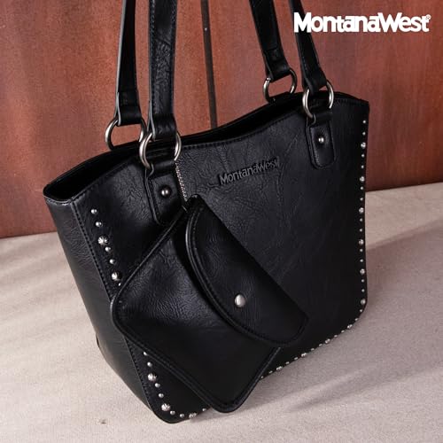 Montana West WesternTwo-Tone Tote Bags for Women Shoulder Purse Hobo Bags with Tassels MWC-G348KH