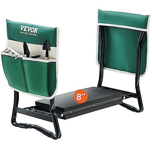 VEVOR Folding Garden Kneeler and Seat Heavy Duty, Widened 8" EVA Foam Pad, Portable Garden Stool with Tool Bags, Gardening Bench to Relieve Knee & Back Pain, Great Gifts for Seniors, Women, Parents