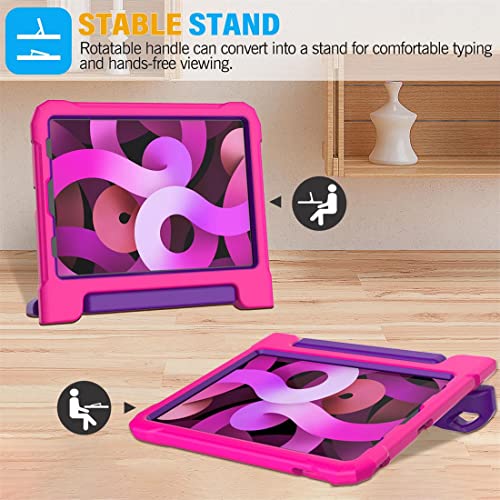 SUPLIK Kids Case for iPad Air 5th/4th Generation (10.9 inch, 2022/2020), iPad Pro 11 2022/2021/2020/2018 Case with Screen Protector, Durable Shockproof Handle Stand Cover for Kids, Black