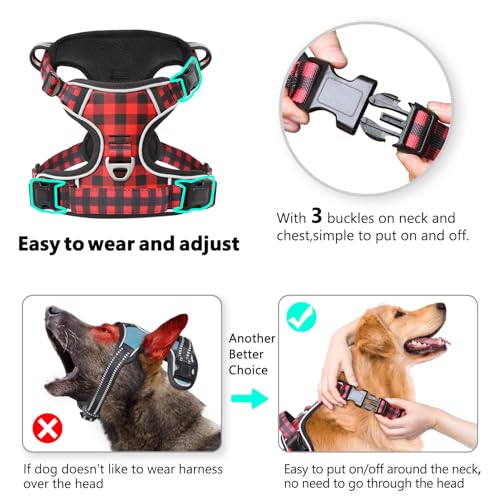 Timos Dog Harness, 3 Snap Buckles No-Pull Soft Padded Dog Vest with 2 Metal Leash Clips, Adjustable Reflective No Choke Pet Harness with Easy Control Handle for Small Dogs,Pale Pink,S