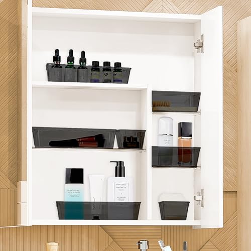 StorMiracle 10 PCS Drawer Organizer Set, 4 Varied Size Bathroom and kitchen Drawer cabinet organizer Trays, Clear Storage Bins for Makeup, Jewelry, Utensils and Gadgets, Black