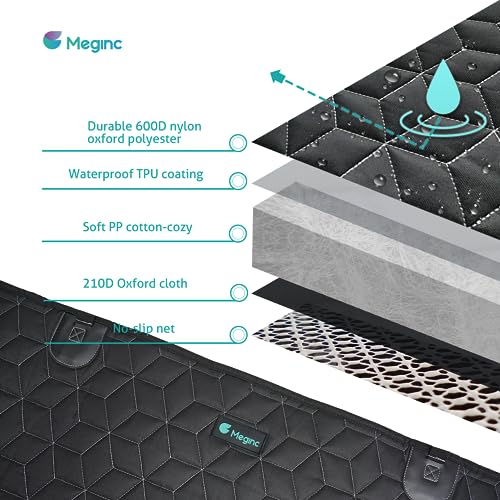 Meginc Back Seat Pet Cover for Dogs for SUV, Waterproof Backseat Cover for Dogs in Car Heavy Durable Car Seat Covers for Dogs with Side Flap, Non Slip Dog Bench Seat Covers for SUV,Jeeps,RAV4,CR-V