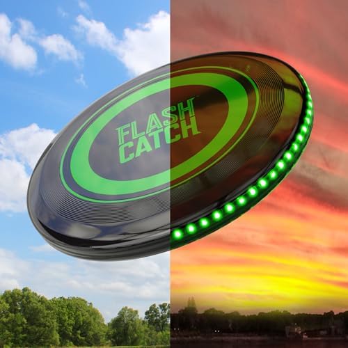 FlashCatch Light-up Flying Disc - Rechargeable, Multi Color, Motion Activated Frisbee - Teen Boy Gifts - Cool Birthday Men - 13 Year Old Boys Gift - Teenage Boy - Teens Stuff 10-12 12-14 13-15